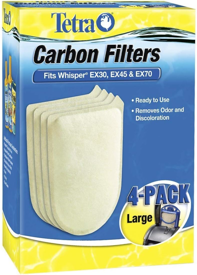 Tetra Carbon Filters Large 4 PK Fits Whisper EX30 EX45 EX70 Cartridge LG Filter