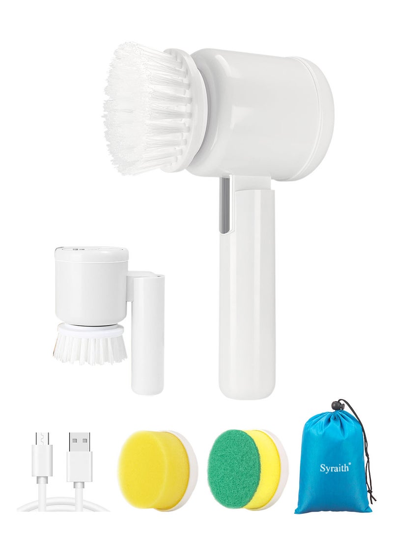 Syraith Electric Spin Scrubber, Chargeable Electric Scrubber, Electric Cleaning Brush with 3 Brush Heads and Foldable, for Tile, Tub, Dish, Sink, Grout, Wall, Kitchen, Including Storage Bag  - Image 1