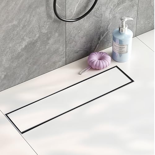 Ruhe® Marble Insert Shower Drain Channel | 18 x 3 Inches Waste Water Floor Drain for 21mm Marble | 304 Stainless Steel Invisible Shower Drain Channel | Drain Channel with Cockroach Trap and Side Hole - Image 1