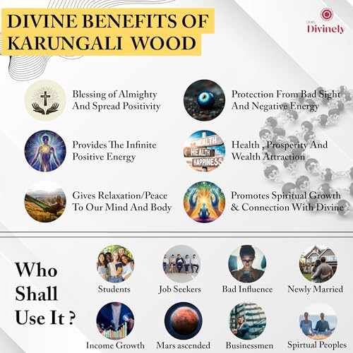 SRM's Divinely Divinely 100% Natural Karungali mala original Silver Coated 8mm Beads | Authentic Coated Silver karungali malai original 54 Beads Ebony Wood Necklace | Certified Karungali Malai for Men & Women | Free Yoga eBook, Videos & 30-Day Warranty - Image 4