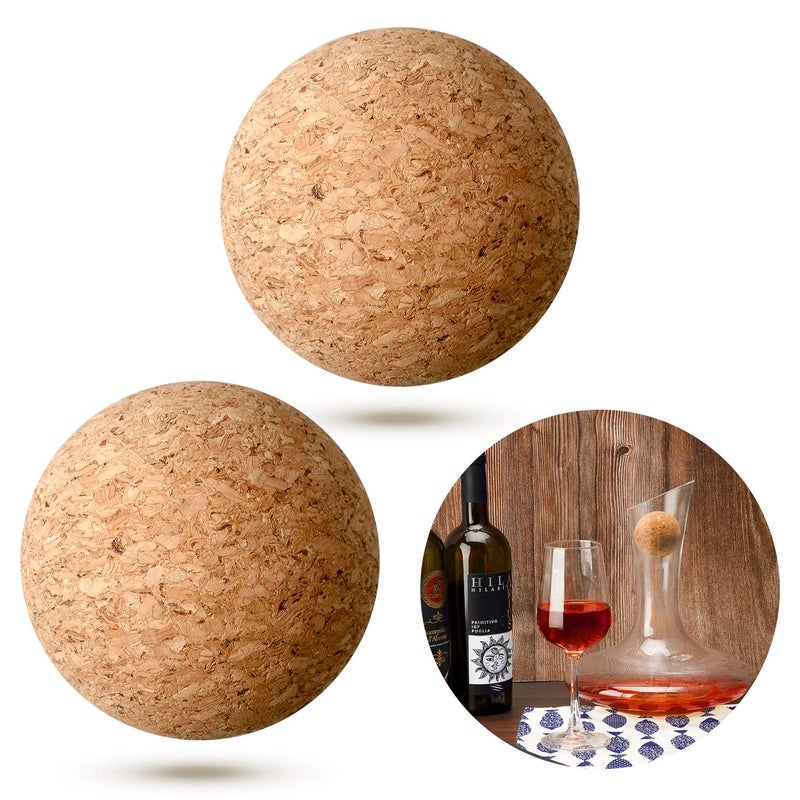 Shappy 2 Pieces Cork Ball Wooden Cork Ball Stopper for Wine Glass Decanter Stopper Replacement Wine Carafe Decanter Bottle Replacement for Christmas Holiday Party Supply 21 Inch 55 cm