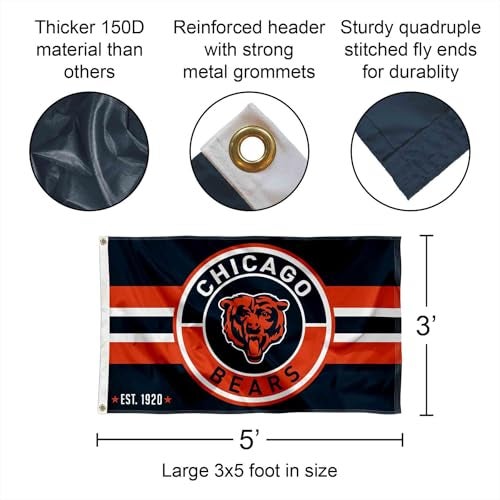 WinCraft Chicago Bears Patch Button Circle Logo Flag Large 3x5 Banner - Image 3