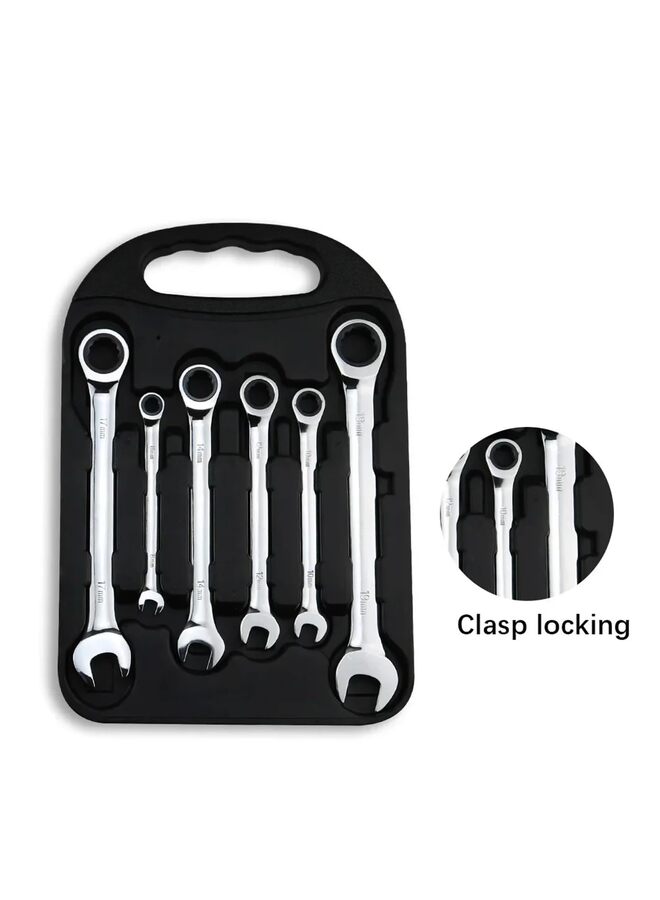 7Pcs Ratchet Combination Metric Wrench Tooth Gear Torque And Socket Wrench Nut Tools For Car Repair Socket Wrench Socket Wrench Set(Size:B) - Image 5