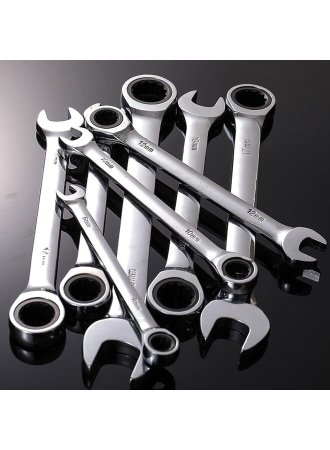 7Pcs Ratchet Combination Metric Wrench Tooth Gear Torque And Socket Wrench Nut Tools For Car Repair Socket Wrench Socket Wrench Set(Size:B) - Image 3