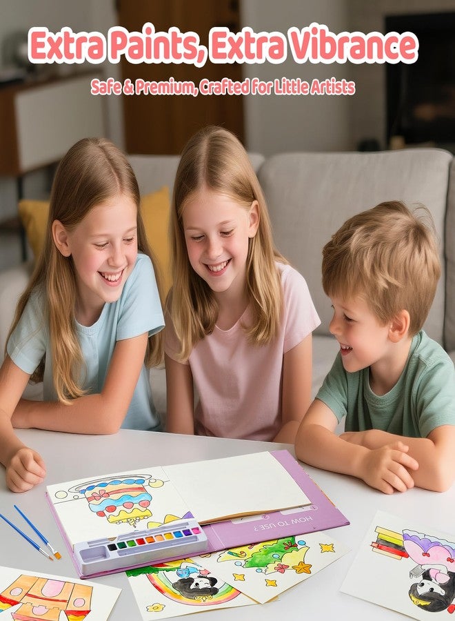 Quellance كتب تلوين مائية للأطفال الصغار - كتب تلوين مائية للأطفال من عمر 3-5 و4-8 سنوات، 24 صفحة، كتاب أنشطة فنية وحرفية يدوية، هدية عيد ميلاد للأولاد والبنات (يونيكورن) - Image 2