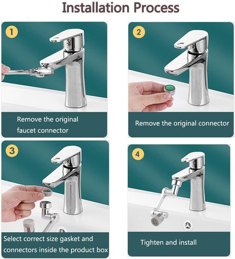 RECLUSE 1080° Degree Rotating Swivel Faucet,Multi functional Extension With 2 Water Outlet Modes Universal Faucet and Water Saving Sprayer Head Attachment for Kitchen Backyard (Pack-1) - Image 4