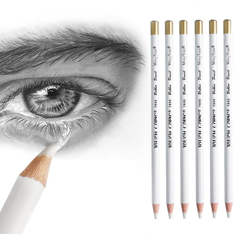 leuapl Eraser Pencils Set for Artists, Wooden Sketch Eraser Pen for Charcoal Drawings, Professional Highlight Painting Eraser for Sketching, Revise Erasing Details for Students Limner - Image 1