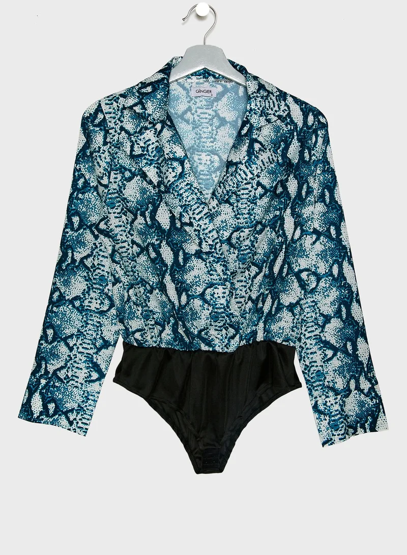 Ginger Snake Print Wrap Front Body