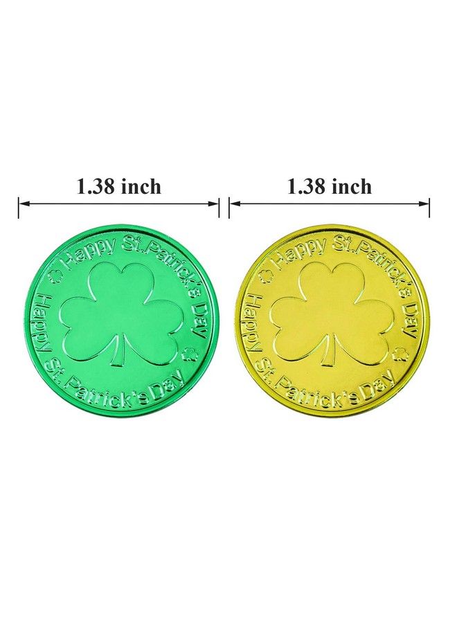 Elcoho 240 Lucky Plastic St. Patrick Day Coins Green And Gold Shamrock Coins Table Sprinkles For St. Patrick Day Party - Image 3