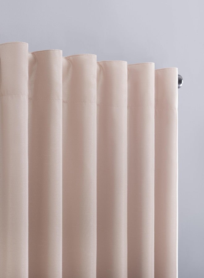 Sun Zero Greyson Faux Dupioni Silk Thermal Extreme Total Blackout Back Tab Curtain Panel, 50" x 63", Blush Pink - Image 3