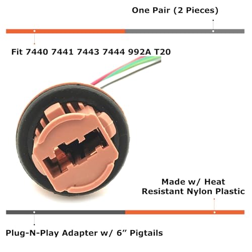 iJDMTOY 7440 7443 Wiring Harness Sockets Compatible with LED Bulbs, Turn Signal Lights, Brake Lights, Tail Lights - Image 2