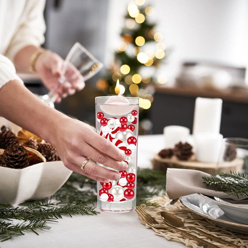klarako 6054 Pcs Christmas Vase Filler Pearl Vase Filler Beads for Vase Floating Pearls Water Gels Beads Floating Candles for Christmas Centerpiece Home Table Party Decor - Image 5