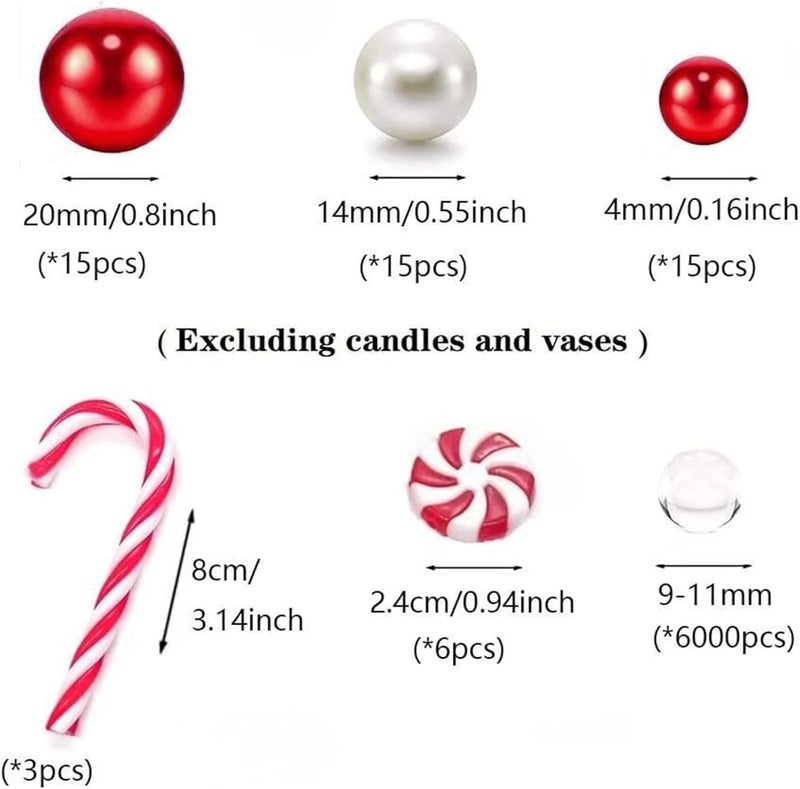 klarako 6054 Pcs Christmas Vase Filler Pearl Vase Filler Beads for Vase Floating Pearls Water Gels Beads Floating Candles for Christmas Centerpiece Home Table Party Decor - Image 3