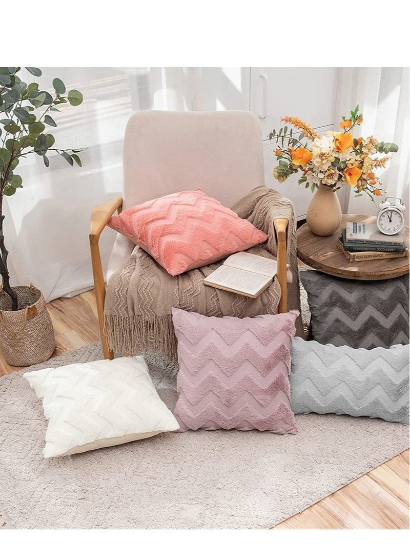 Captaintech 2 Pieces Cushion Cover, Wool Faux Fur Throw Pillow Case Wavy Fluffy Decorative Elegant Soft With Plush Decoration Cushions for Sofa Bed Living Room Protector (17 x 17 Inch, Milky) - Image 5