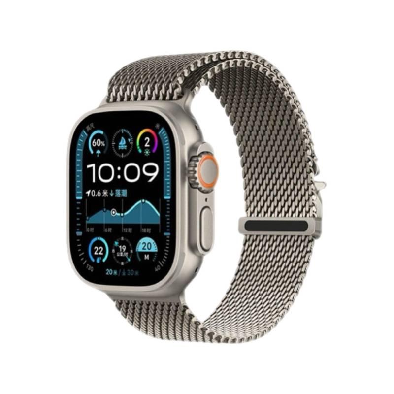 سوار ساعة ذكية باللون أسود قابل للتعديل سوار معدني من الستانلس ستيل متوافق مع Apple Watch 42/44/45/49mm بملاءمة قابلة للتعديل وحزام بديل بتصميم معدني أنيق - Image 5