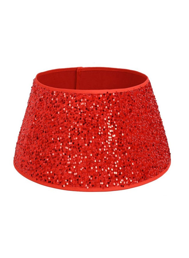 ADruer Christmas Tree Collar with Sparkling Sequin Tree Skirt 23.6in Round Sparkle Christmas Tree Base Velvet Tree Skirts Xmas Tree Trunk Cover for Holiday Christmas Home Decor (Red) - Image 1