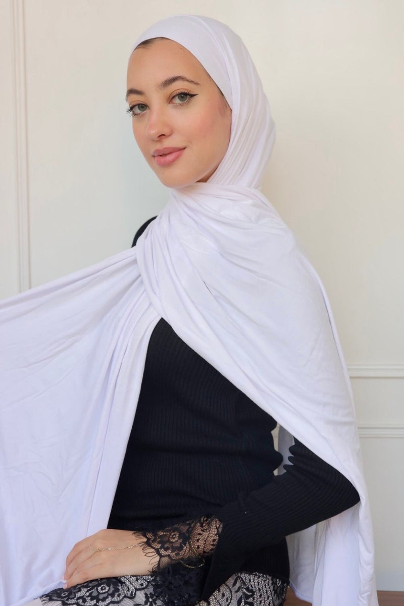 طرحة حريمي ليكرا خامة فاخرة وناعمة - أبيض