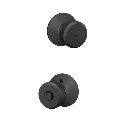 Schlage F40 BWE 622 Bowery Door Knob, Bed & Bath Privacy Lock, Matte Black - Image 1