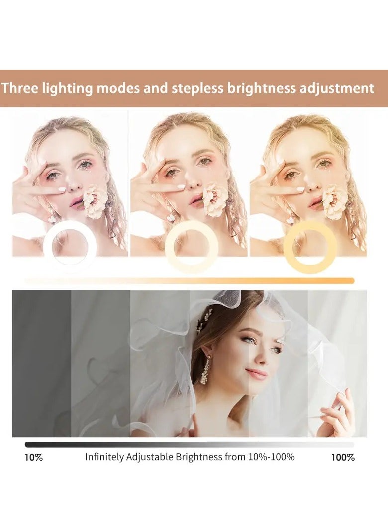 Videoconferencing light, clip-on ring light for video calls, 3 colours, dimmable, fill light for remote work and study, photography, live broadcasts, mobile phones, computer videoconferencing