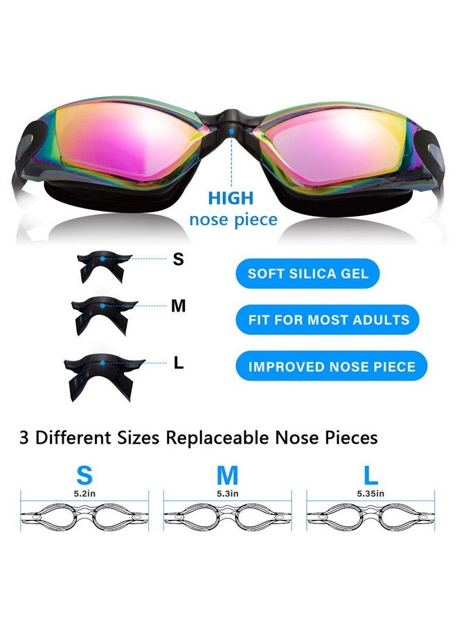 Keary Swim Goggles Pack Of 2 Anti Fog Swimming Goggles For Adults Women Men Youth Junior No Leaking Uv Protection Waterproof Mirrored Lens Triathlon Pool Goggles With 3 Size Nose Pieces & Earplugs - Image 3
