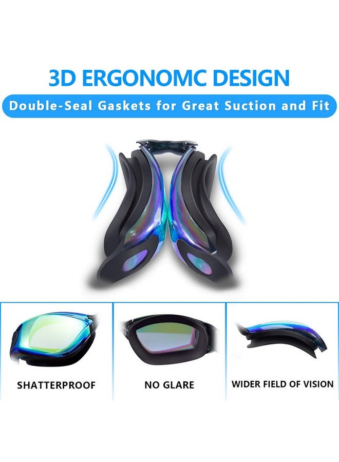 Keary Swim Goggles Pack Of 2 Anti Fog Swimming Goggles For Adults Women Men Youth Junior No Leaking Uv Protection Waterproof Mirrored Lens Triathlon Pool Goggles With 3 Size Nose Pieces & Earplugs - Image 4