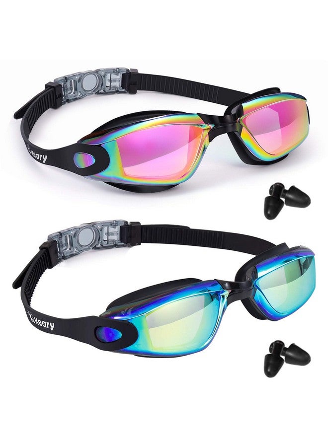Keary Swim Goggles Pack Of 2 Anti Fog Swimming Goggles For Adults Women Men Youth Junior No Leaking Uv Protection Waterproof Mirrored Lens Triathlon Pool Goggles With 3 Size Nose Pieces & Earplugs - Image 2