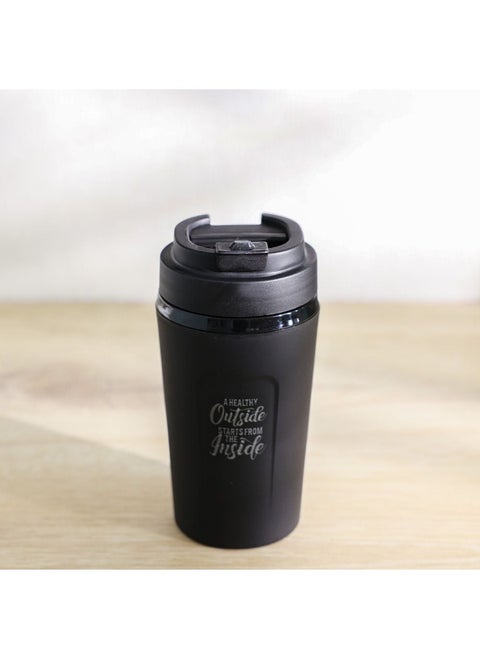 Danube Home Jaypee Snapsip Insulated Mug- Black 410Ml Durable And Leak-Proof Keeps Drinks Hot Or Cold For Hours Convenient One-Handed Operation Perfect For Travel Or Office Use