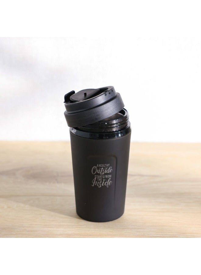 DANUBE HOME - Danube Home Jaypee Snapsip Insulated Mug- Black 410Ml Durable And Leak-Proof Keeps Drinks Hot Or Cold For Hours Convenient One-Handed Operation Perfect For Travel Or Office Use - Image 1