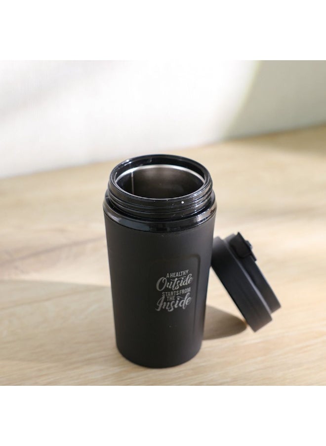 DANUBE HOME - Danube Home Jaypee Snapsip Insulated Mug- Black 410Ml Durable And Leak-Proof Keeps Drinks Hot Or Cold For Hours Convenient One-Handed Operation Perfect For Travel Or Office Use - Image 1