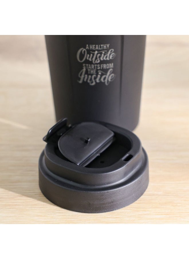 DANUBE HOME - Danube Home Jaypee Snapsip Insulated Mug- Black 410Ml Durable And Leak-Proof Keeps Drinks Hot Or Cold For Hours Convenient One-Handed Operation Perfect For Travel Or Office Use - Image 1