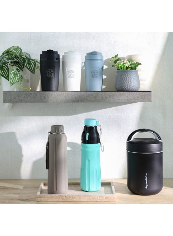 DANUBE HOME - Danube Home Jaypee Snapsip Insulated Mug- Black 410Ml Durable And Leak-Proof Keeps Drinks Hot Or Cold For Hours Convenient One-Handed Operation Perfect For Travel Or Office Use - Image 1