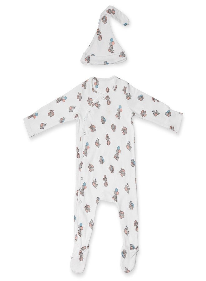 FawnFeel Premium Cotton Full Sleeve Sleepsuit/Romper for Boys/Girls New Born Baby - All Over Print (Elephant Print, 3-6 Months) - Image 1