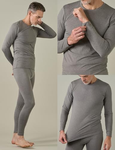 LAPASA Men's Thermal Underwear Set Soft Fleece Lined Long Johns Heavyweight Base Layer Top & Bottom Winter Thermoflux 300 Extra Warm M24 Large Light Heather Grey - Image 3