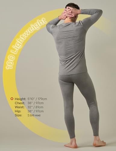 LAPASA Men's Thermal Underwear Set Soft Fleece Lined Long Johns Heavyweight Base Layer Top & Bottom Winter Thermoflux 300 Extra Warm M24 Large Light Heather Grey - Image 2