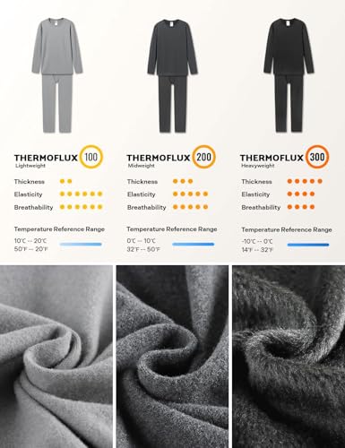LAPASA Men's Thermal Underwear Set Soft Fleece Lined Long Johns Heavyweight Base Layer Top & Bottom Winter Thermoflux 300 Extra Warm M24 Large Light Heather Grey - Image 5