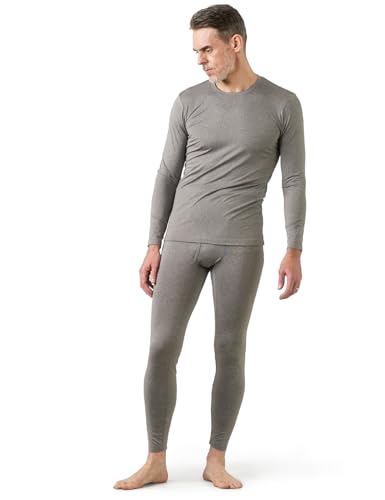 LAPASA Men's Thermal Underwear Set Soft Fleece Lined Long Johns Heavyweight Base Layer Top & Bottom Winter Thermoflux 300 Extra Warm M24 Large Light Heather Grey - Image 1