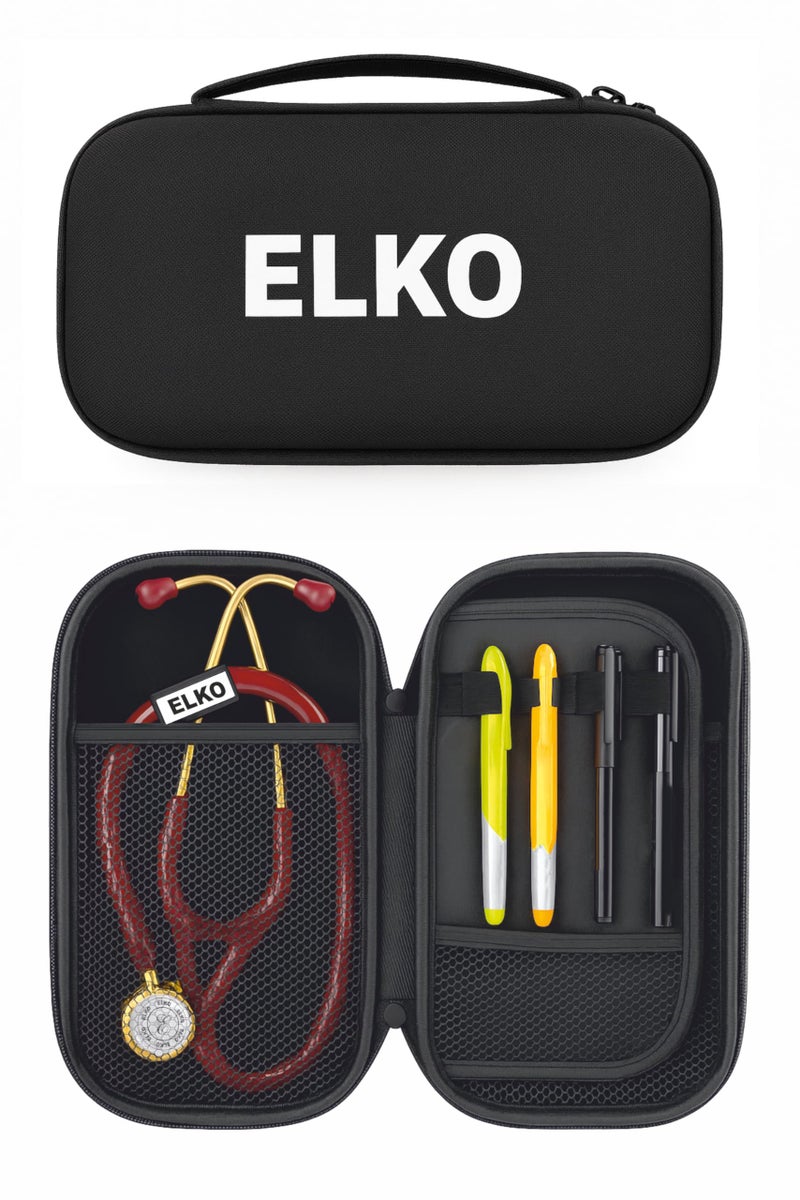ELKO EVA Stethoscope Case with Dual Mesh Pockets and Center Sleeve for Accessories | Compatible with All Stethoscopes (Black) - Image 4