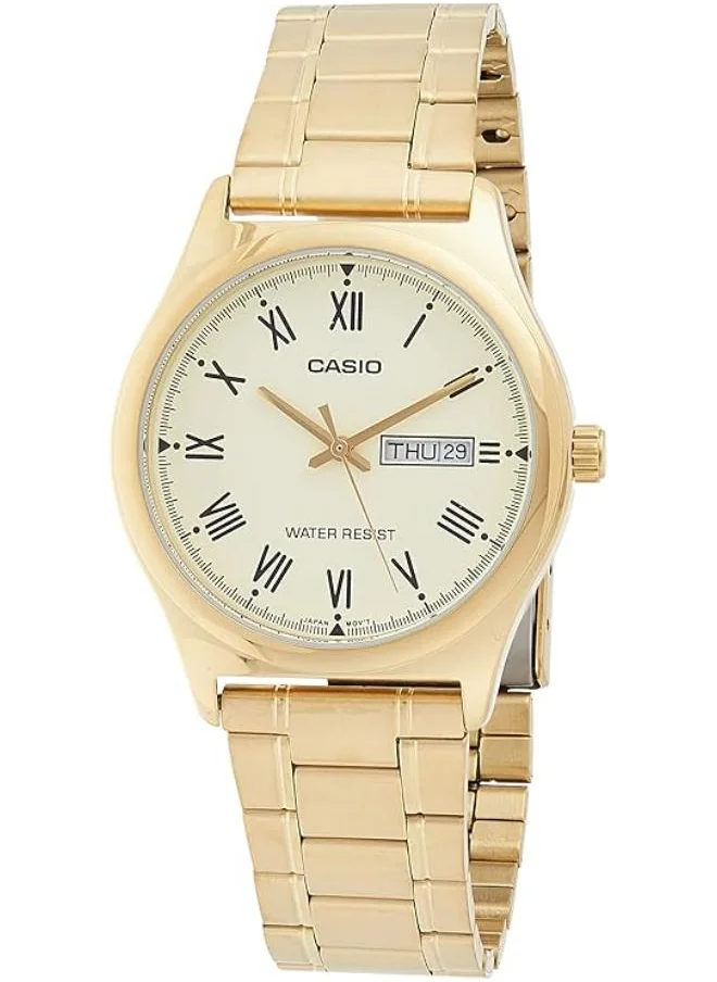 CASIO Men's Analog Display Watch With Gold Stainless Steel Strap - MTP-V006G-9B