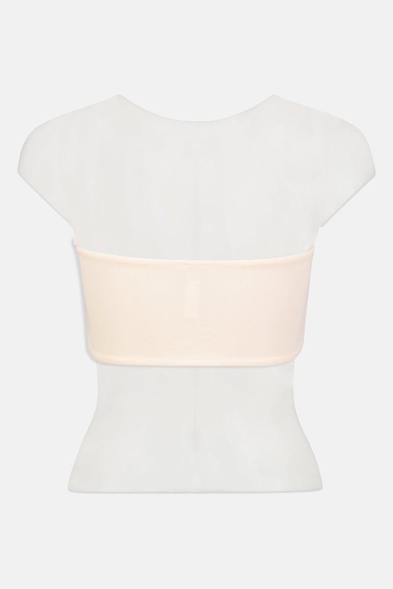 Etam Women Asymmetrical Strapless Solid Bikini Top, Peach - Image 2