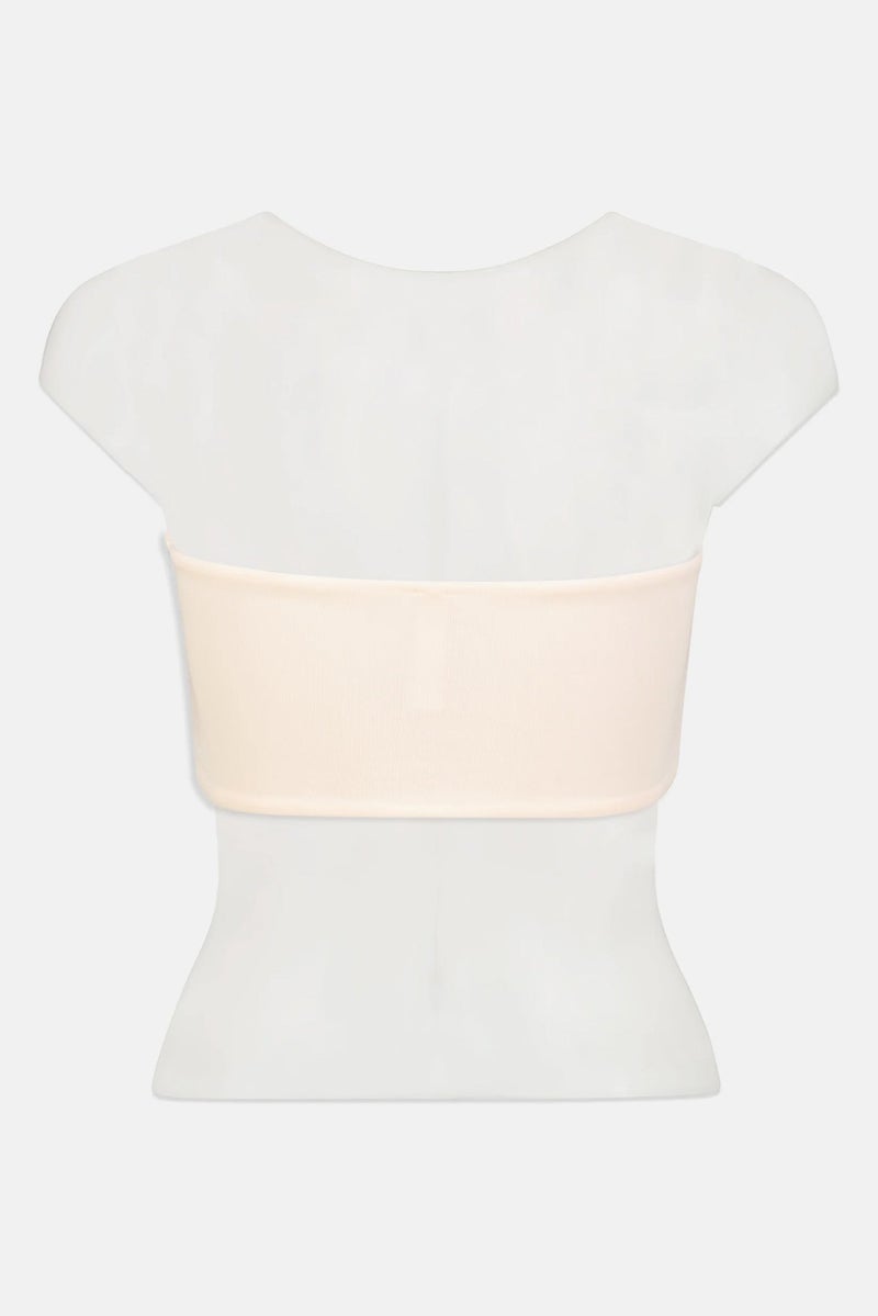 Etam Women Asymmetrical Strapless Solid Bikini Top, Peach - Image 2