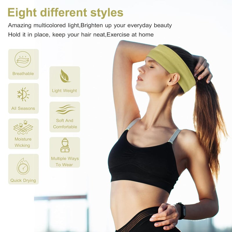 Ztomine Store Headbands for Women, 8pcs Stretchy Non Slip Soft Cotton Cloth Hair Bands for Sports, Workout, Yoga and Running - Image 2