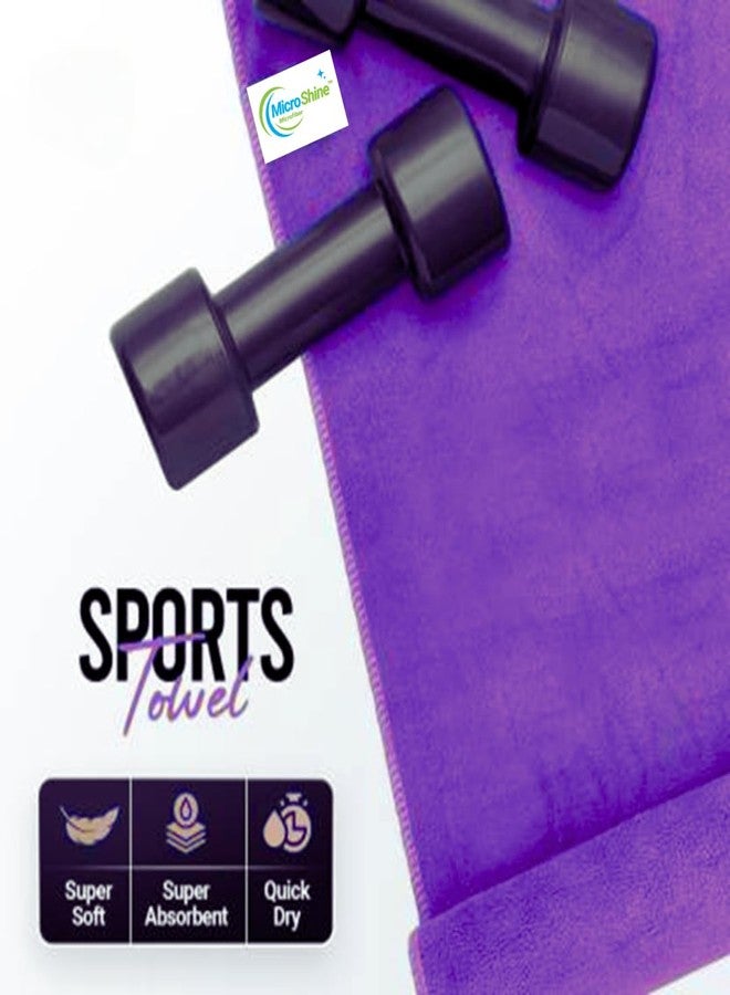 Microshine Quick Dry Gym Towels 2-Pack (Purple) - Ultra-Absorbent, Fast-Drying, Antimicrobial Microfiber for Workout, Yoga, Travel & Fitness - Image 2