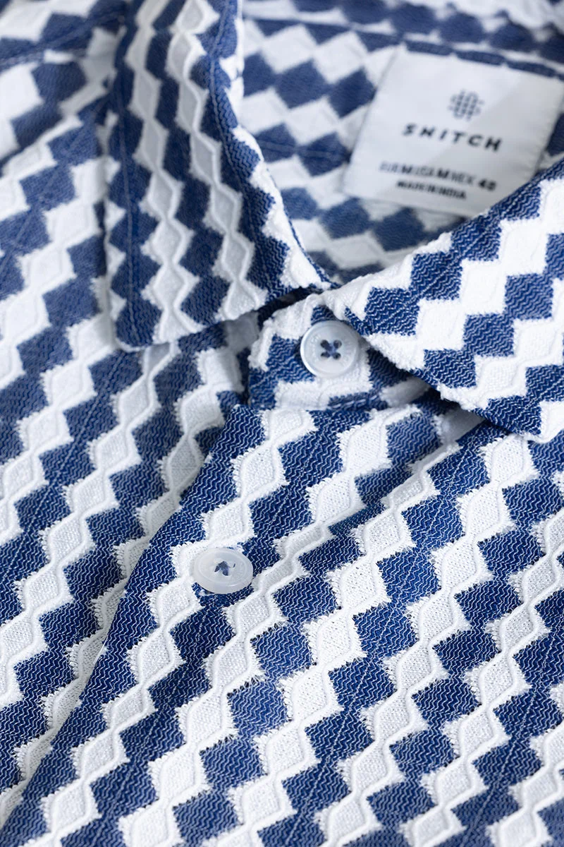 SNITCH قميص أزرق بنقشة ماسية