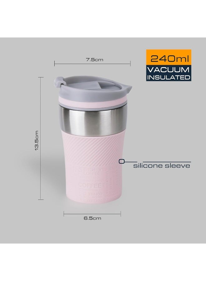 Nessan Insulated Stainless Steel Vacuum Mug, 243Ml - Your Compact Travel Essential For Hot And Cold Beverages Anywhere: Home, Gym, Outdoors, Office, And School - Pink - Image 2