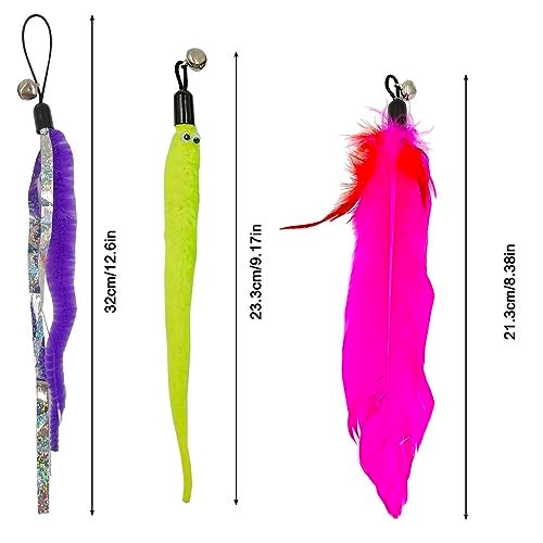 DLAND Cat Wand Toy Refill - 20pcs Universal Feather & Streamer Replacement for Interactive Play - Image 2