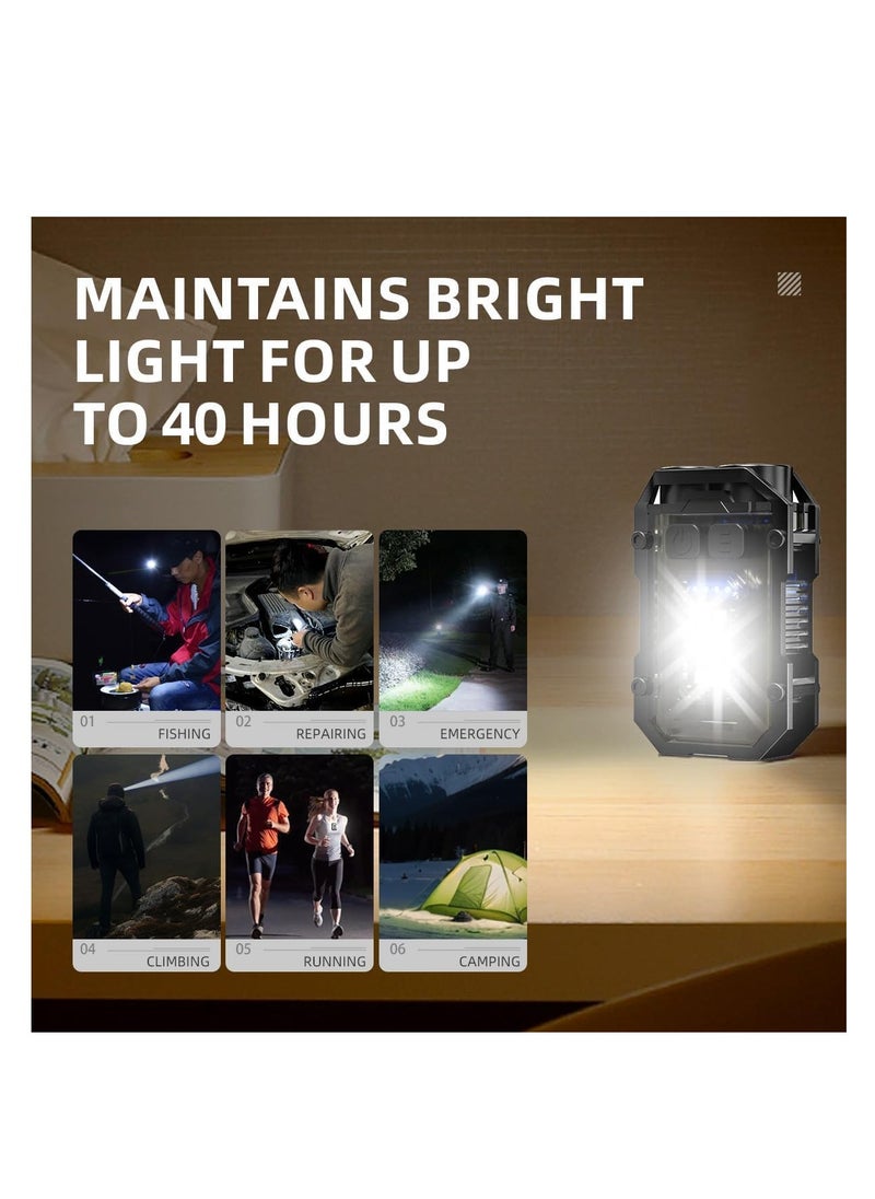 ZLH HITY - Mini Keychain EDC Flashlight Rechargeable, 1000 High Lumens Super Bright Flash Lights Small Portable Tactical Pocket Torch with Magnet & Clip, 8 Modes,USB C Ipx65 Waterproof - Image 1
