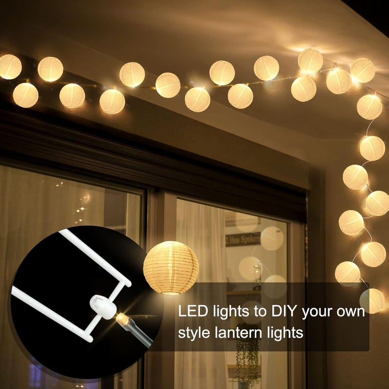 Hortsun هورتسون 20 قطعة فوانيس ورقية صينية يابانية 3 بوصات فوانيس كروية معلقة زينة لمناسبات الزفاف وحفلات عيد الميلاد وحفلات الاستحمام وزينة المنزل بيضاء - Image 4