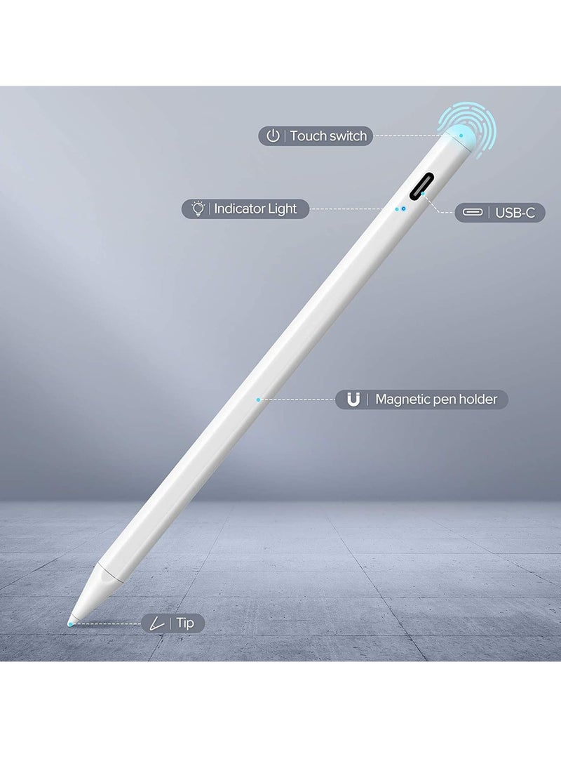 Stylus Pen for iPad with Palm Rejection, Compatible with (2018-2022) Apple iPad Pro (11/12.9 Inch),iPad 6th/7th/8th/9th/10th Gen,iPad Mini 5th/6th Gen,iPad Air 3rd/4th/5th ,White - Image 2