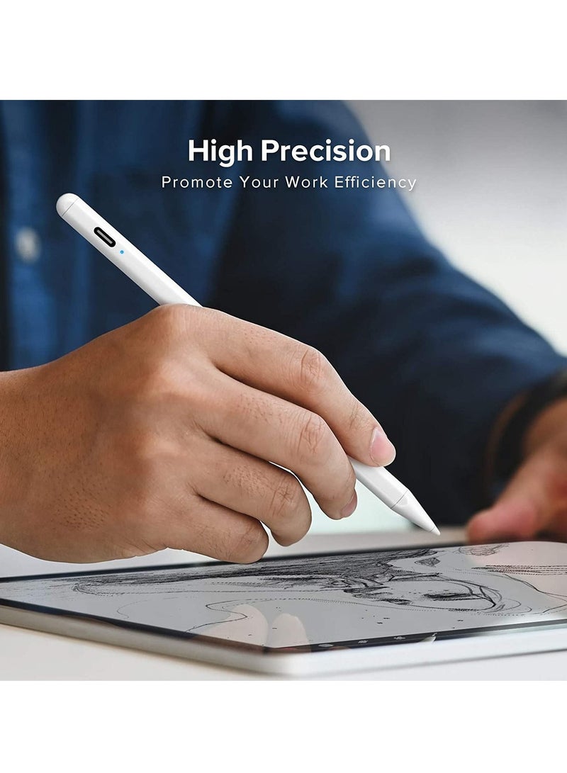 Stylus Pen for iPad with Palm Rejection, Compatible with (2018-2022) Apple iPad Pro (11/12.9 Inch),iPad 6th/7th/8th/9th/10th Gen,iPad Mini 5th/6th Gen,iPad Air 3rd/4th/5th ,White - Image 5