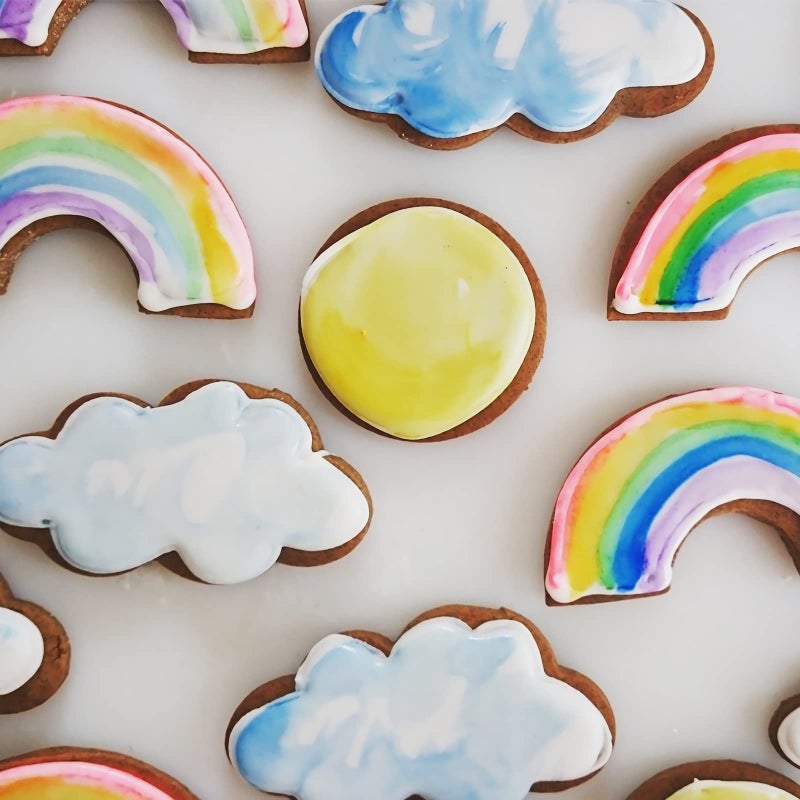 Xzhloym Weather Cookie Cutter Set for Baking - 9 Piece - Rainbow Cloud Lightning Bolt Raindrop Sun Shooting Star Moon Snowflake Cookie Cutters Shapes Molds for Kids Holiday Birthday Party Supplies Favors  - Image 3